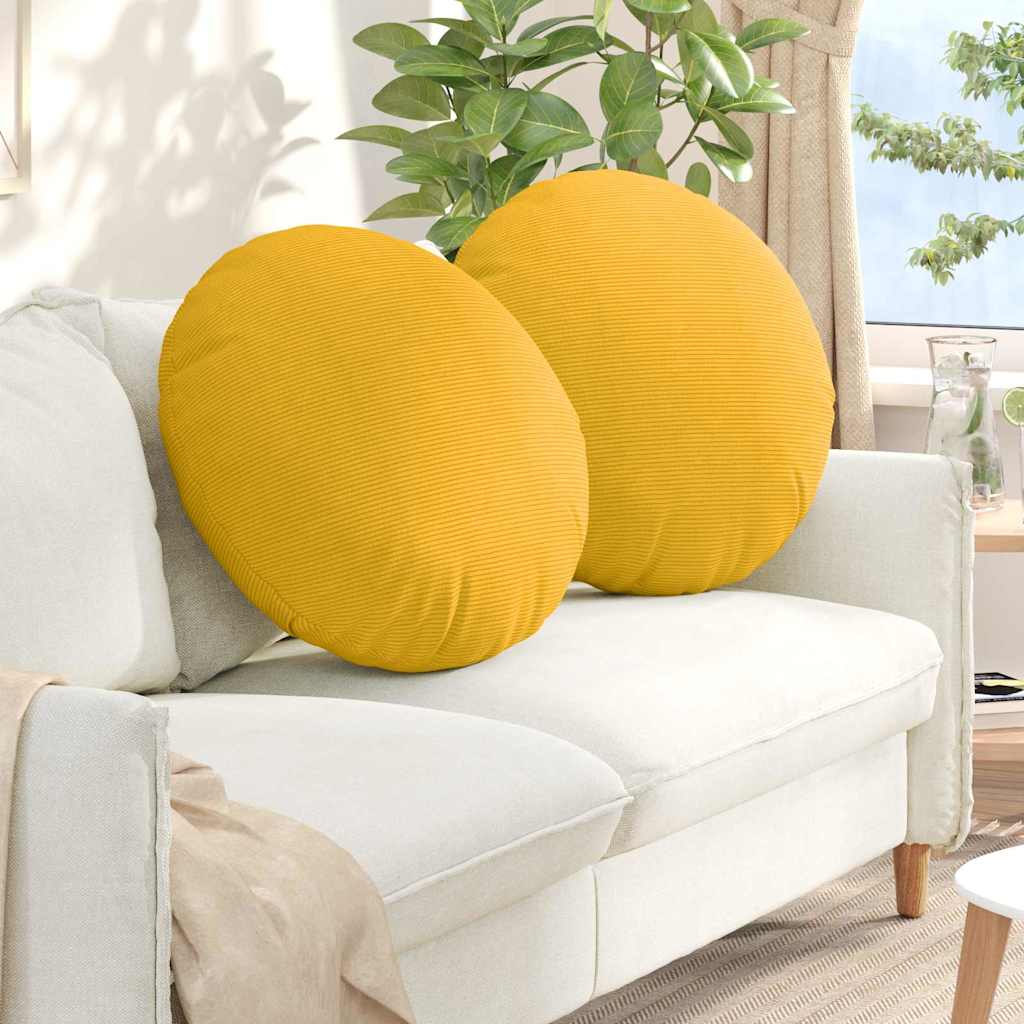 VidaXL coussins d'assise 2 pcs jaune clair ø 60 cm tissu en coton