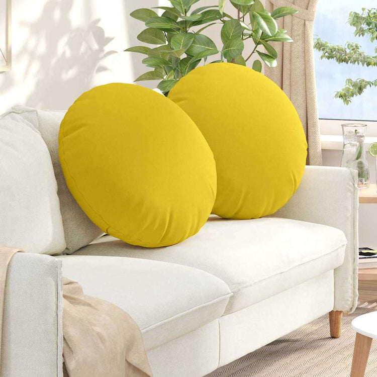 Vidaxx coussins d'assise 2 pcs tissu jaune clair ø80 x 29 cm