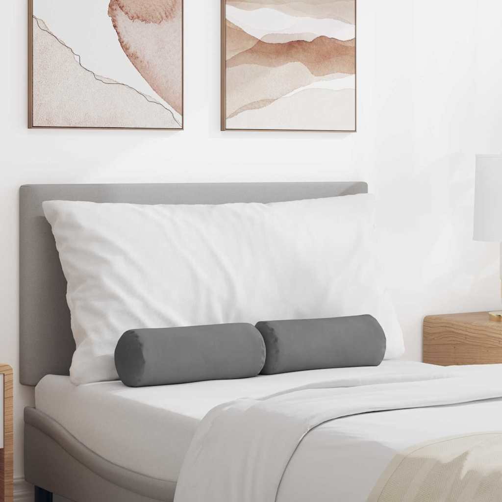 VidaXL traversins 2 pièces gris foncé ø 15 x 40 cm tissu microfibre