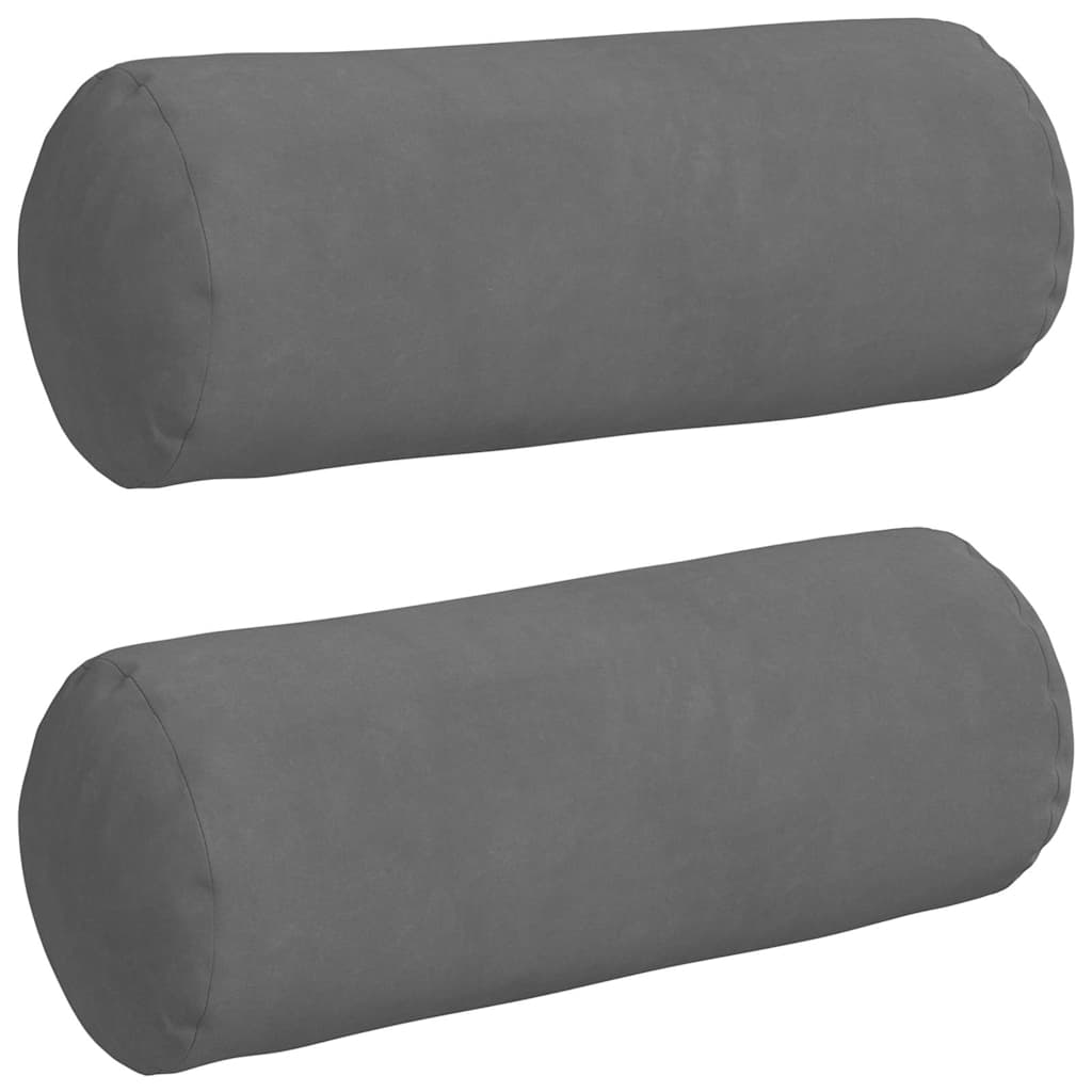 VidaXL traversins 2 pièces gris foncé ø 15 x 40 cm tissu microfibre