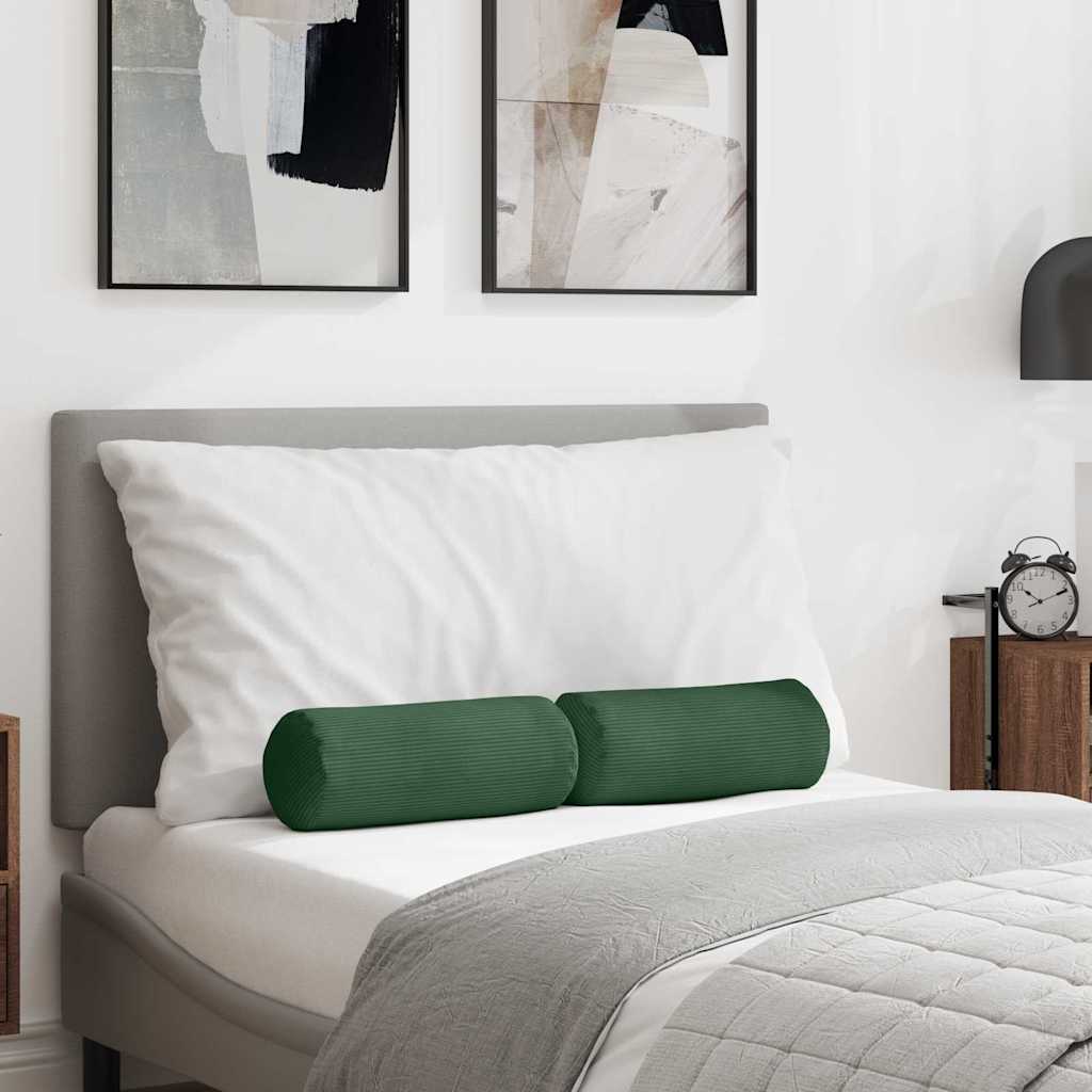 VidaXL traversins 2 pièces tissu corde vert foncé ø 15 x 40 cm