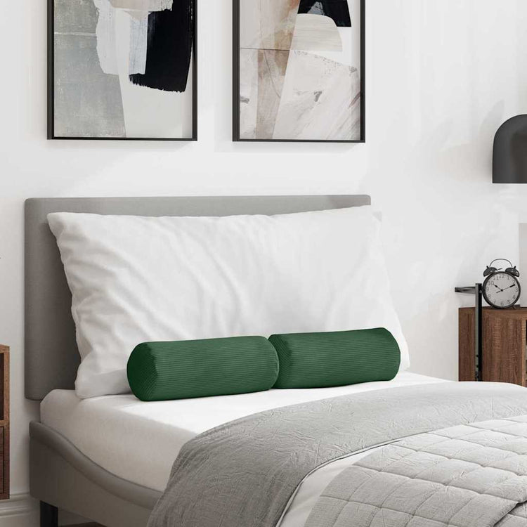 VidaXL traversins 2 pièces tissu corde vert foncé ø 15 x 40 cm
