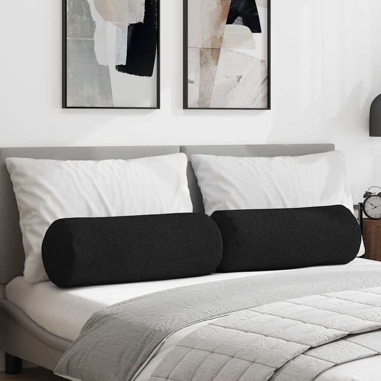 VidaXL traversins 2 pièces noir ø 25 x 70 cm tissu