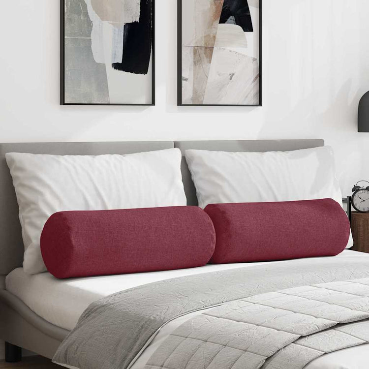 VidaXL traversins 2 pièces rouge vin ø 25 x 70 cm tissu
