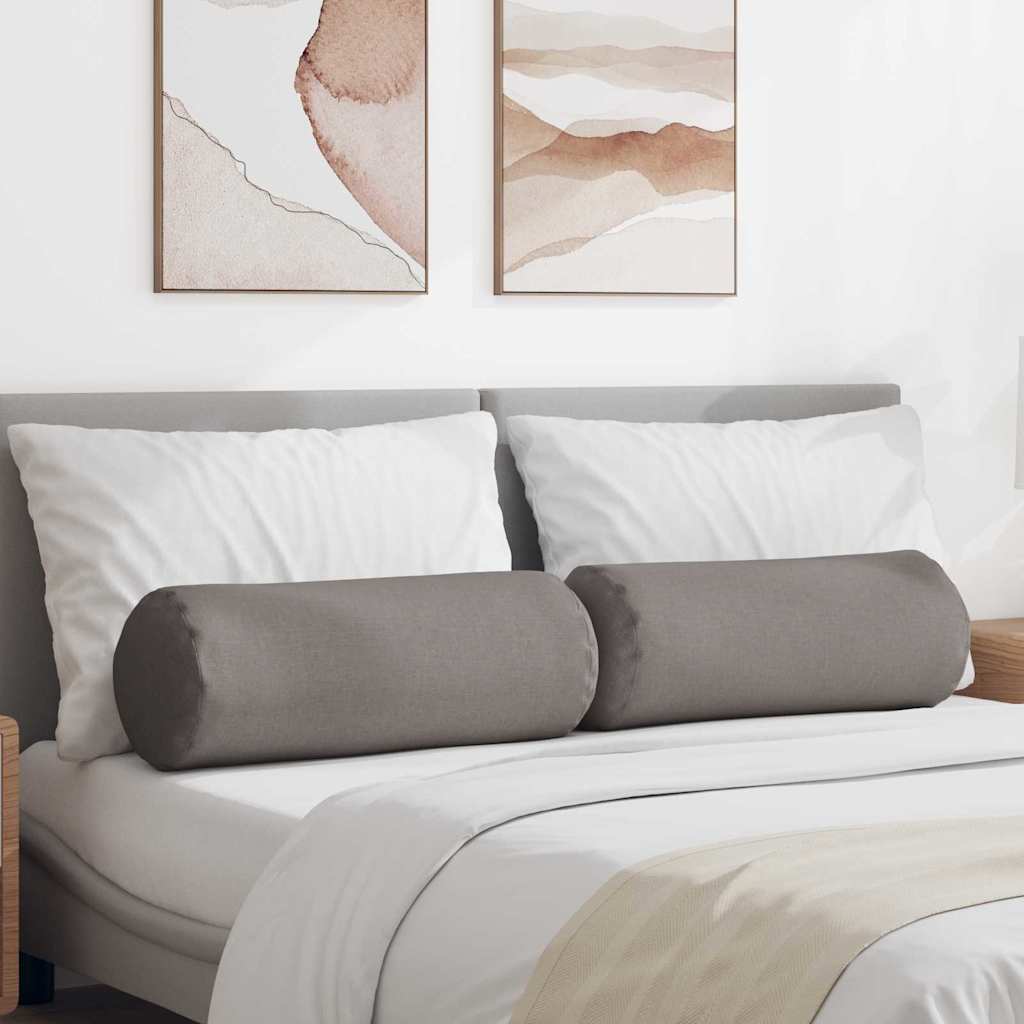 VidaXL traversins 2 pièces taupe ø 25 x 70 cm tissu