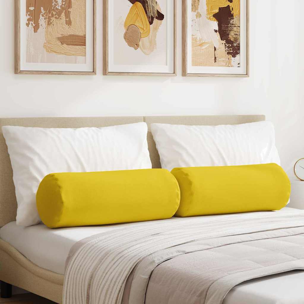 VidaXL traversins 2 pièces jaune clair ø 25 x 70 cm tissu