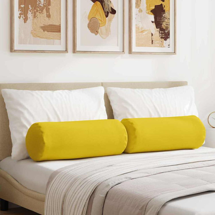 VidaXL traversins 2 pièces jaune clair ø 25 x 70 cm tissu