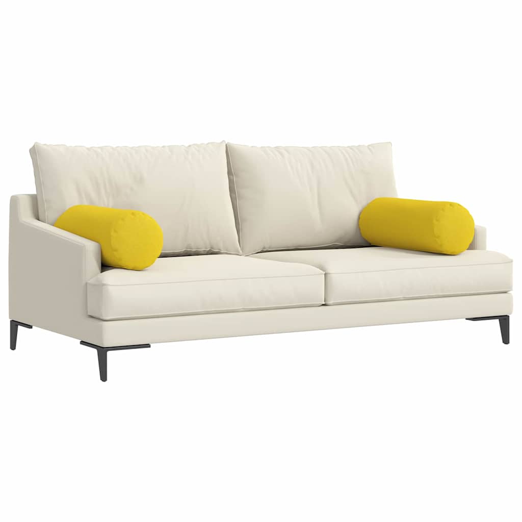 VidaXL traversins 2 pièces jaune clair ø 25 x 70 cm tissu
