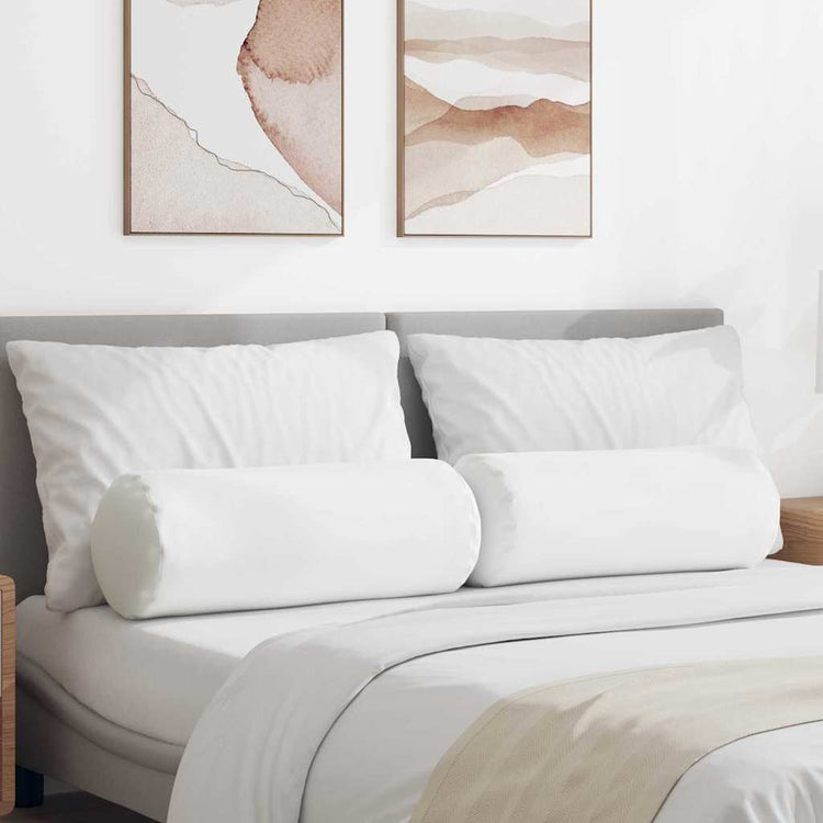 VidaXL traversins 2 pièces blanc ø 25 x 70 cm tissu