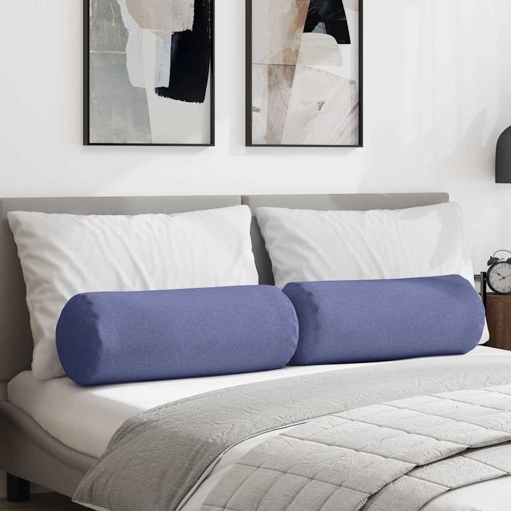 VidaXL traversins 2 pièces bleu jeans ø 25 x 70 cm tissu