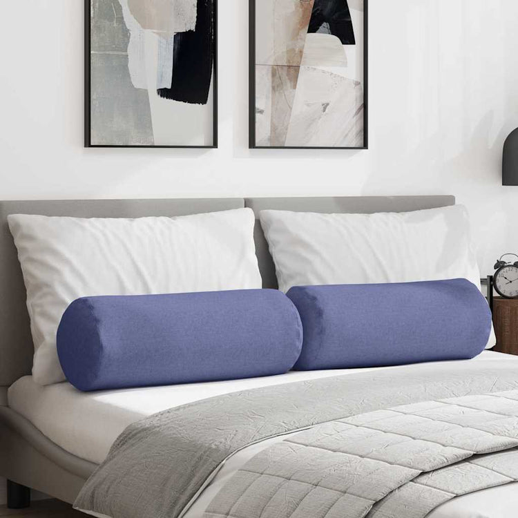 VidaXL traversins 2 pièces bleu jeans ø 25 x 70 cm tissu