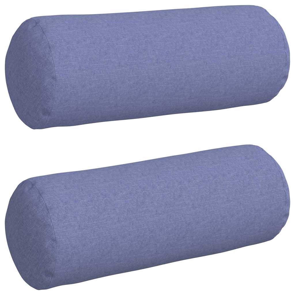 VidaXL traversins 2 pièces bleu jeans ø 25 x 70 cm tissu