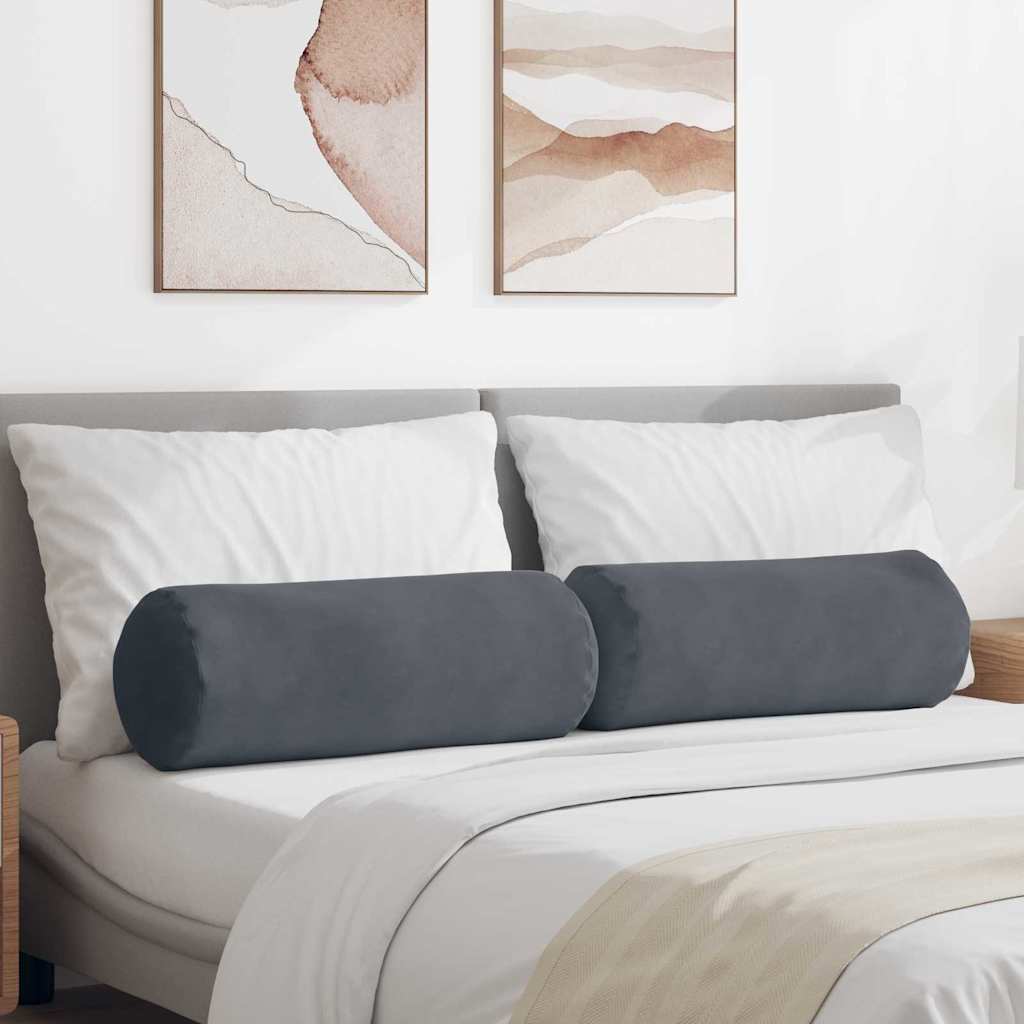 VidaXL traversins 2 pièces tissu corde gris foncé ø 25 x 70 cm