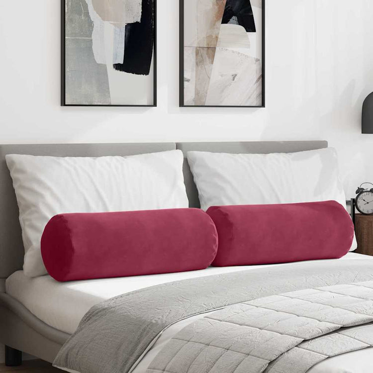 VidaXL traversins 2 pièces rouge vin ø 25 x 70 cm tissu corde