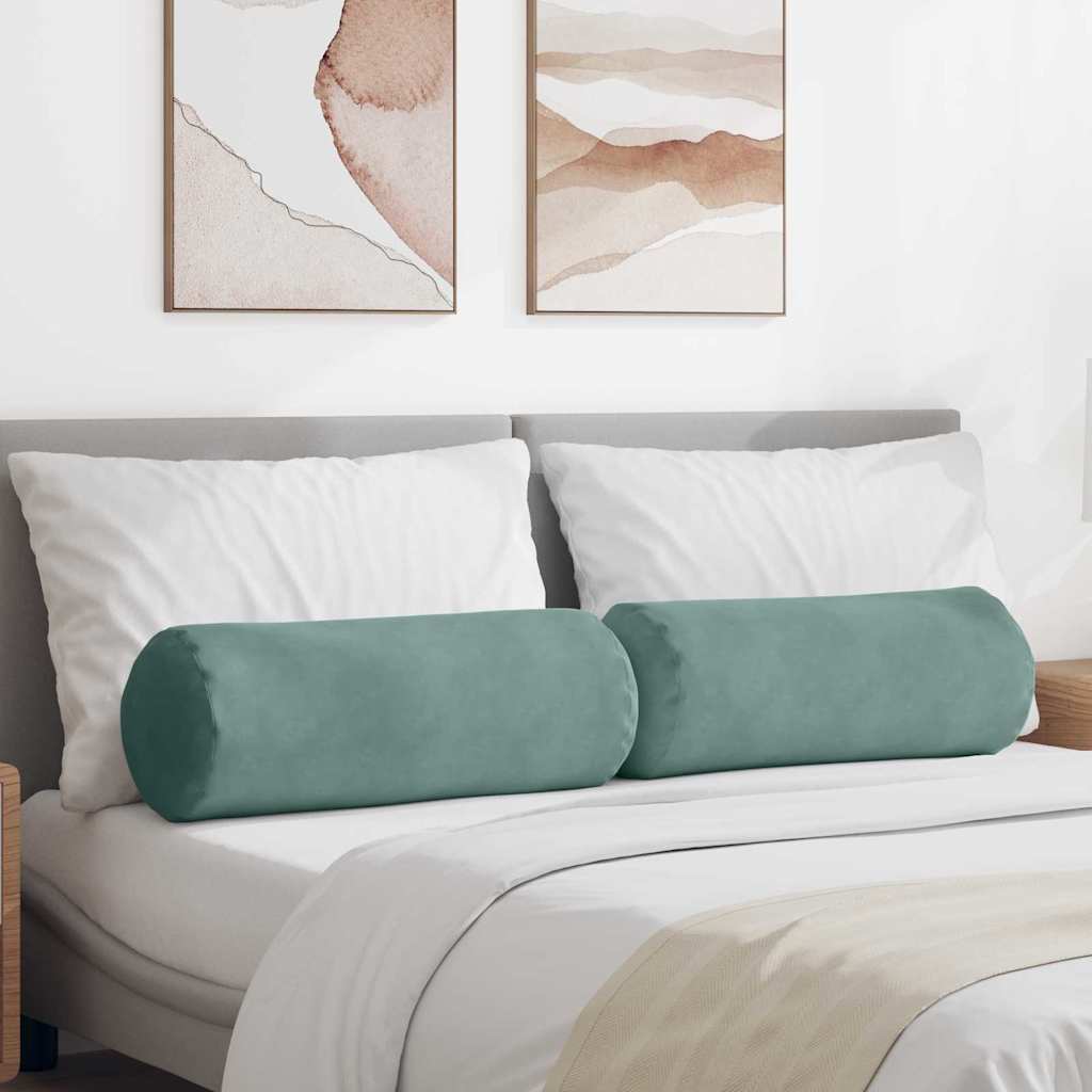 VidaXL traversins 2 pièces vert d'eau ø 25 x 70 cm tissu corde