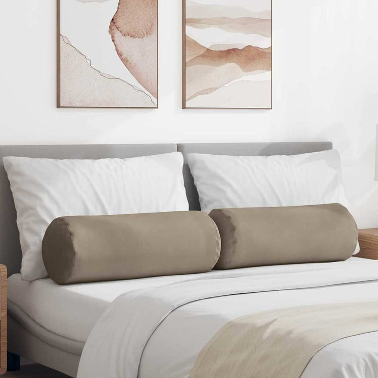VidaXL traversins 2 pièces taupe ø 25 x 70 cm tissu microfibre