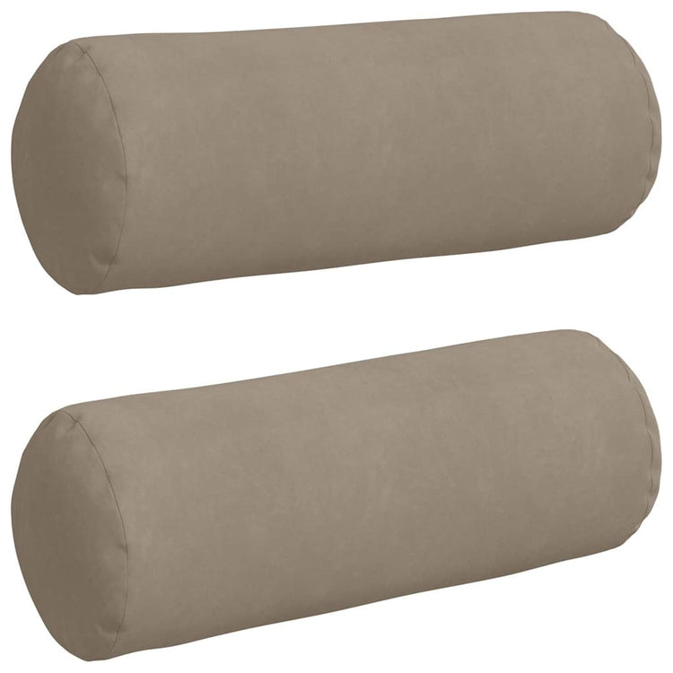 VidaXL traversins 2 pièces taupe ø 25 x 70 cm tissu microfibre