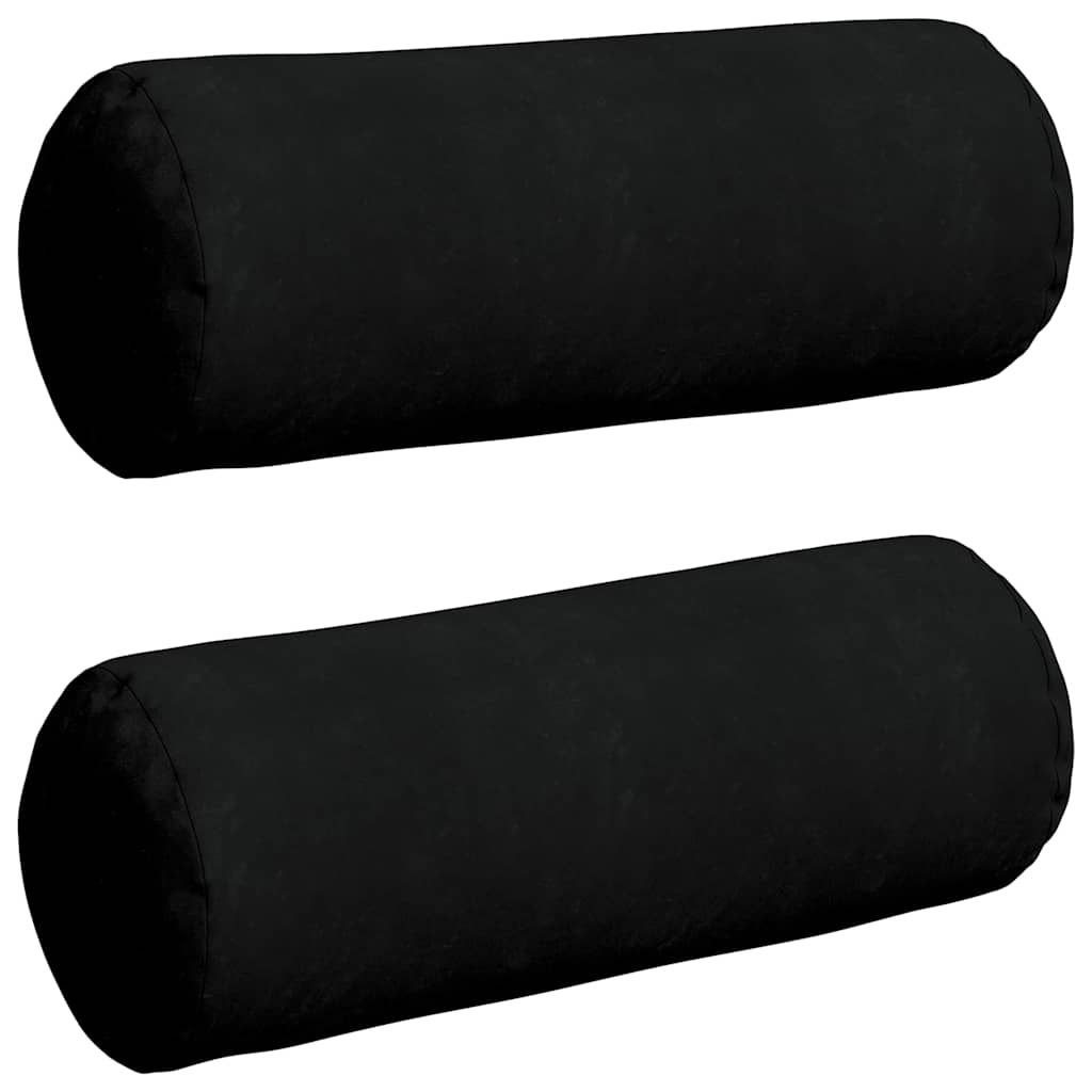 VidaXL traversins 2 pièces noir ø 25 x 70 cm tissu microfibre