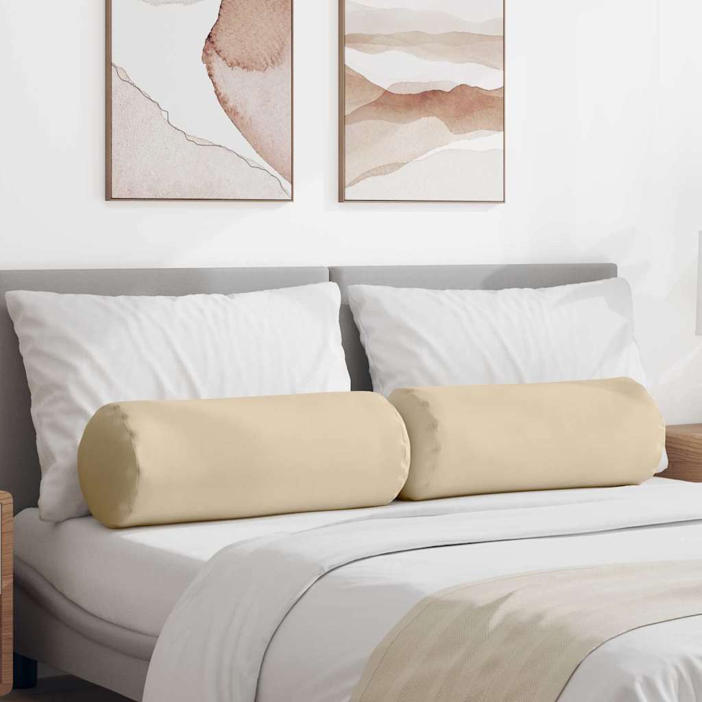 VidaXL traversins 2 pièces crème ø 25 x 70 cm tissu microfibre