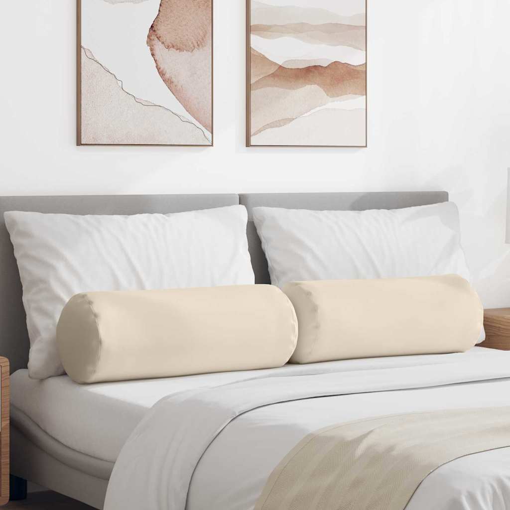 VidaXL traversins 2 pièces beige ø 25 x 70 cm tissu microfibre