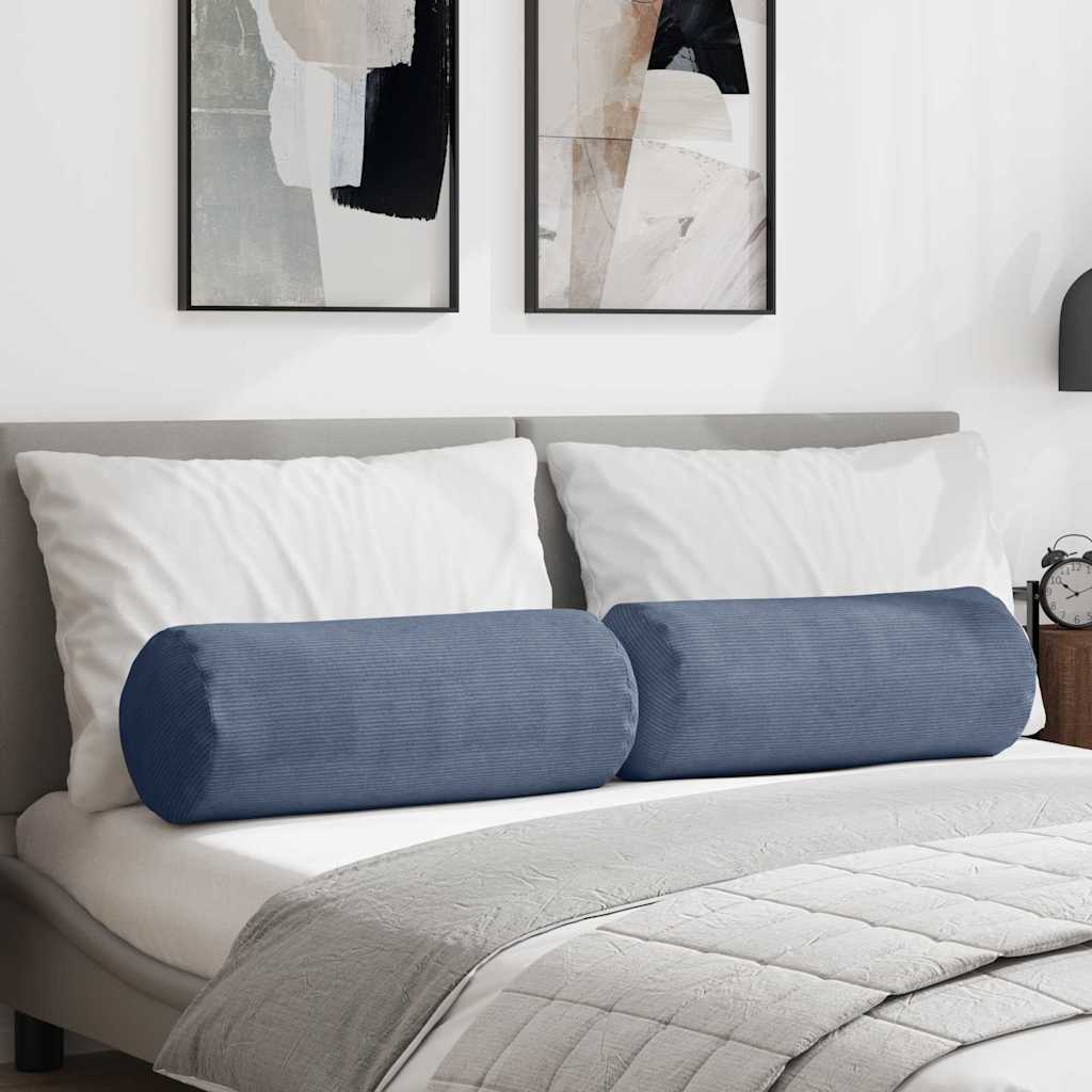 Vidaxx traversins 2 pièces bleu ø 25 x 70 cm tissu corde