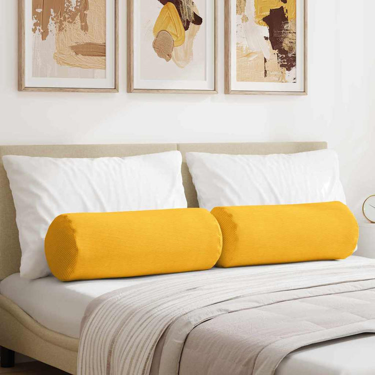 VidaXL traversins 2 pièces jaune clair ø 25 x 70 cm tissu corde