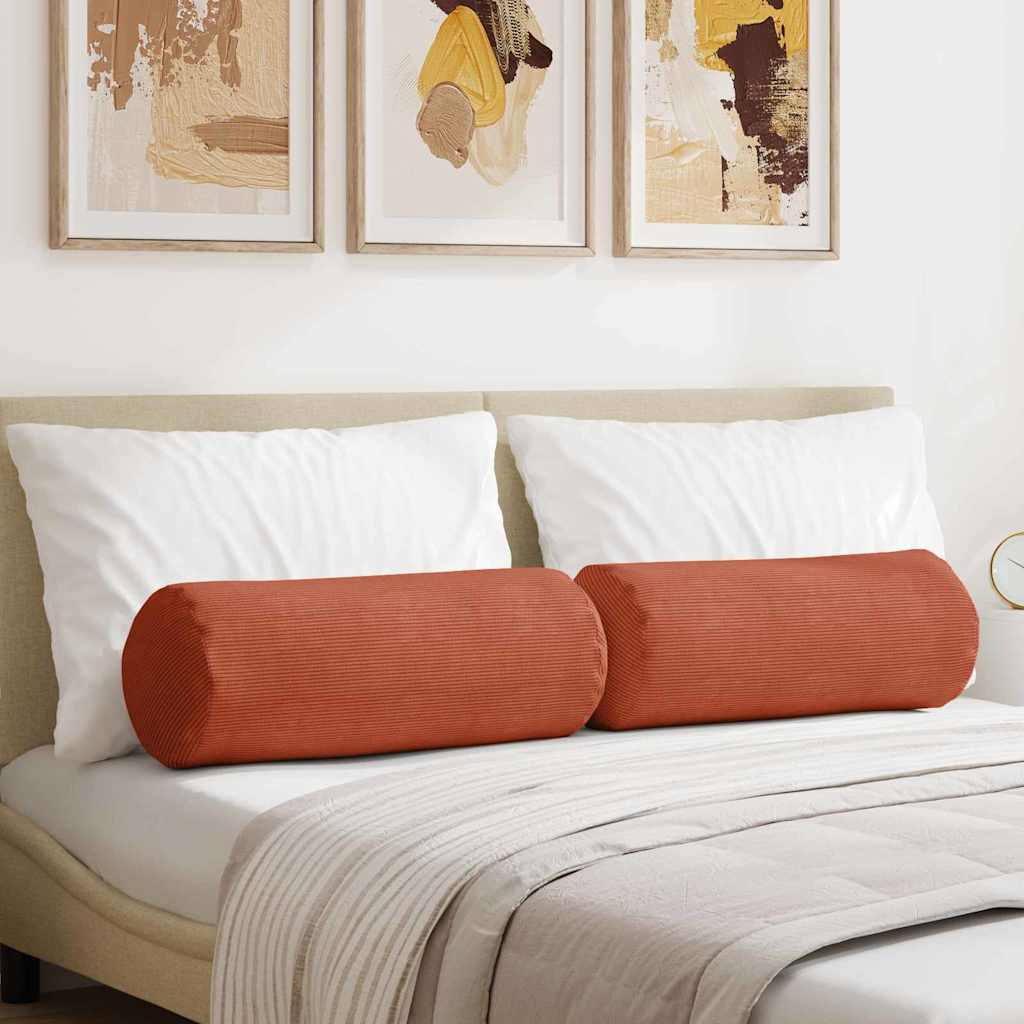 VidaXL traversins 2 pièces rouge-orange ø 25 x 70 cm tissu corde