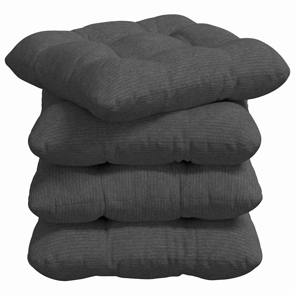 Vidaxx coussins d'assise 4 pcs gris foncé 40 x 40 cm tissu coton