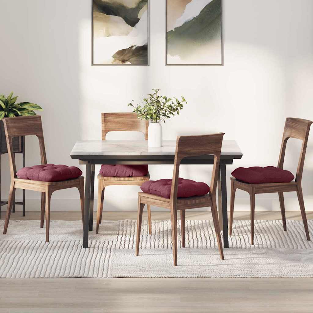 VidaXL coussins de siège 4 pcs vin rouge 45 x 45 x 12 cm tissu