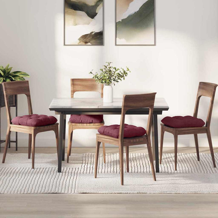 VidaXL coussins de siège 4 pcs vin rouge 45 x 45 x 12 cm tissu