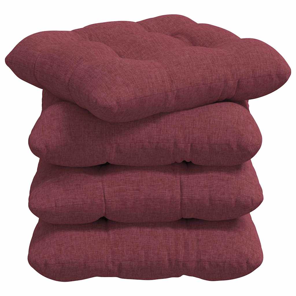 VidaXL coussins de siège 4 pcs vin rouge 45 x 45 x 12 cm tissu