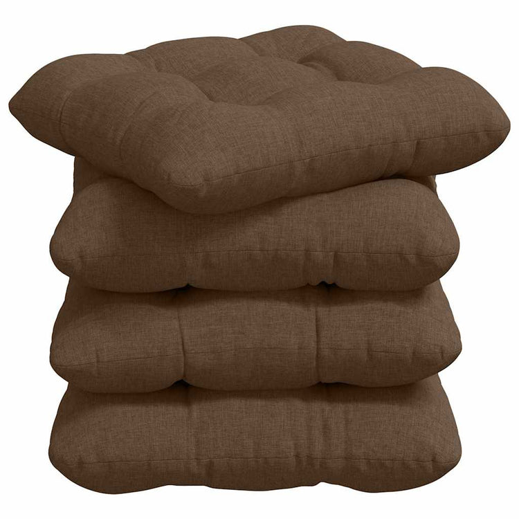 VidaXL coussins de siège 4 pcs marron 45 x 45 x 12 cm tissu