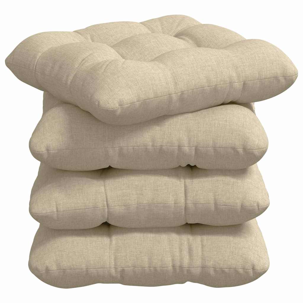 VidaXL coussins de siège 4 pcs crème 45 x 45 x 12 cm tissu