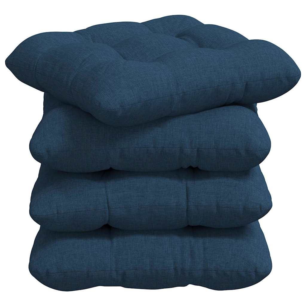 VidaXL coussins de siège 4 pcs bleu 45 x 45 x 12 cm tissu