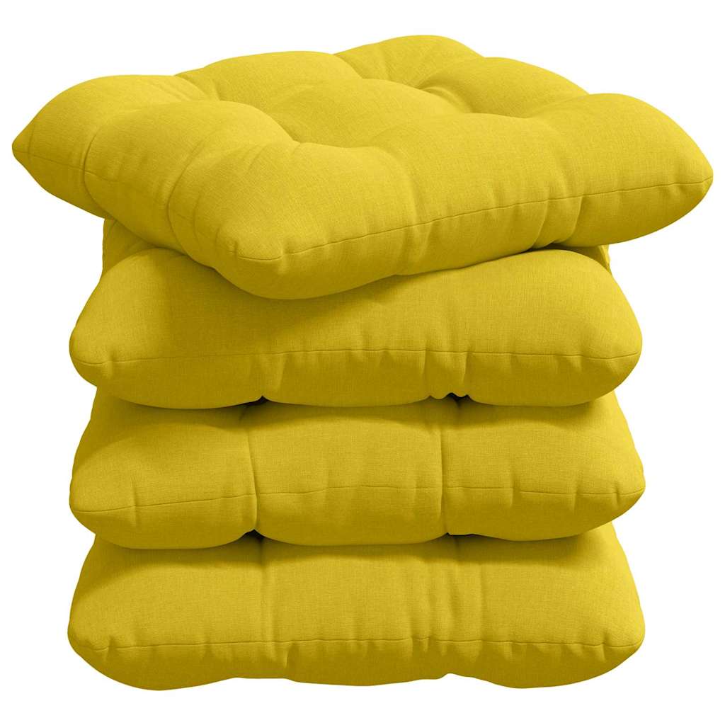 Vidaxl coussins de siège 4 pcs jaune clair 45 x 45 x 12 cm tissu