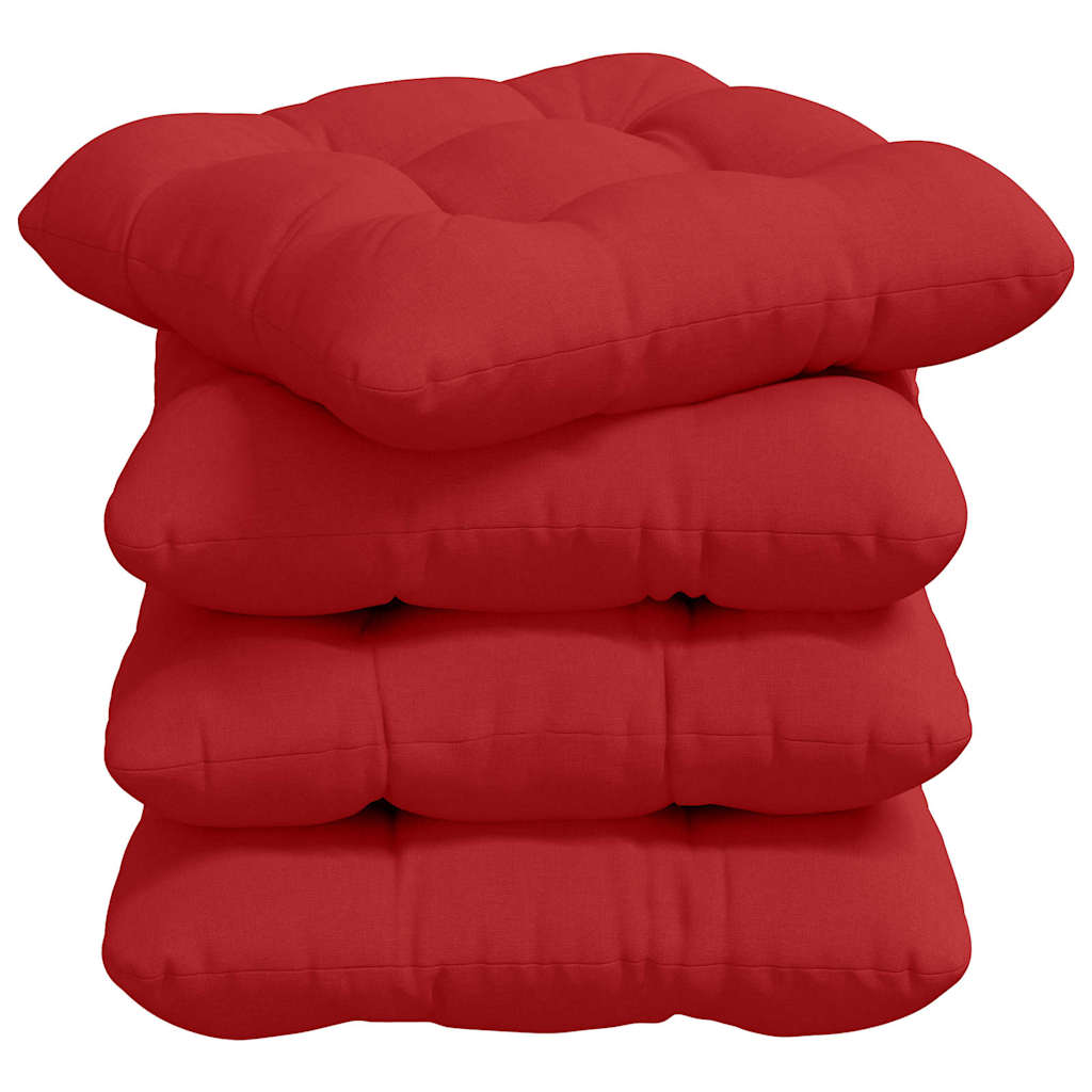 VidaXL coussins de siège 4 pcs rouge 45 x 45 x 12 cm tissu