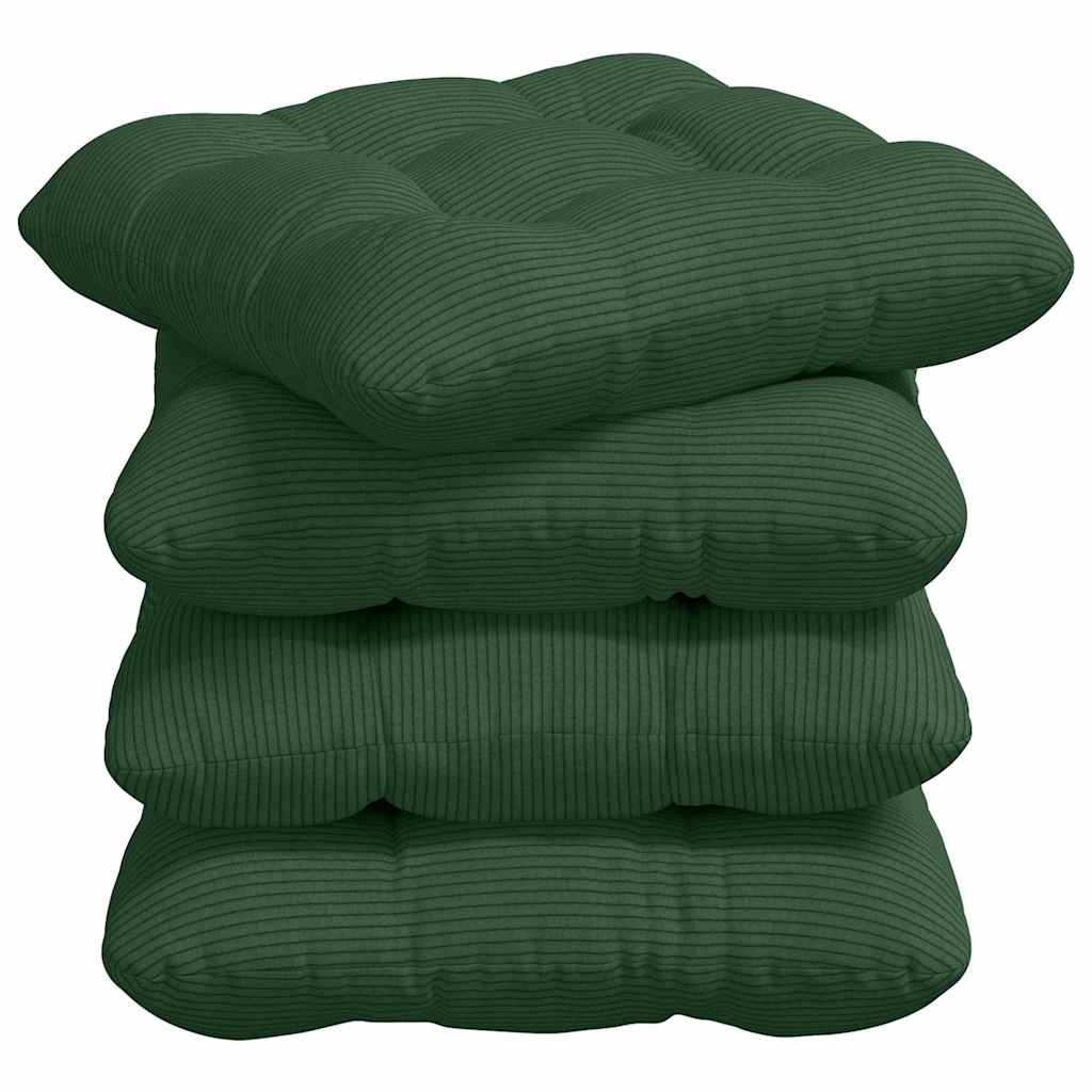 VidaXL coussins de siège 4 pcs vert foncé 45 x 45 cm tissu en coton
