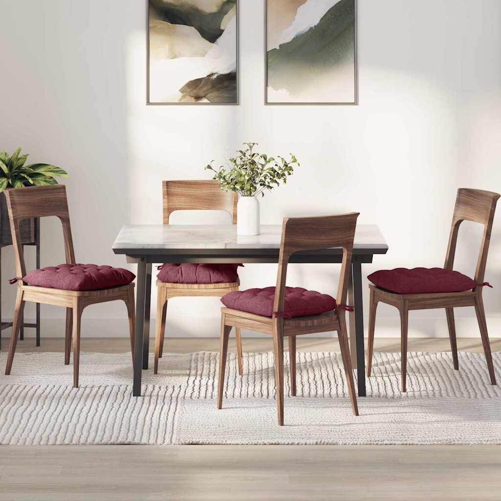 VidaXL coussins de siège 4 pcs vin rouge 40 x 40 x 6 cm tissu
