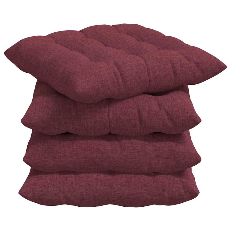 VidaXL coussins de siège 4 pcs vin rouge 40 x 40 x 6 cm tissu