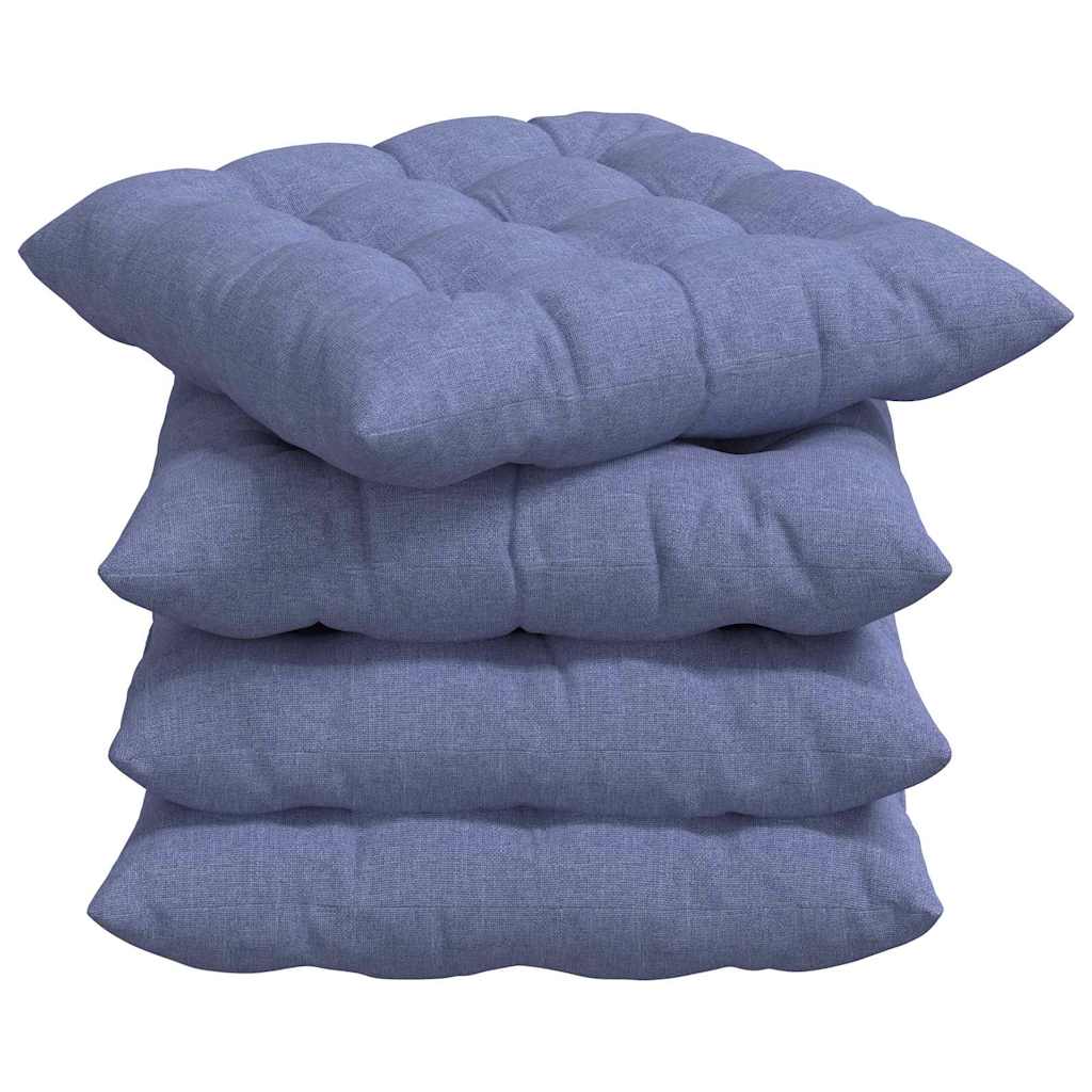 VidaXL coussins de siège 4 pcs jeans bleu 40 x 40 x 6 cm tissu