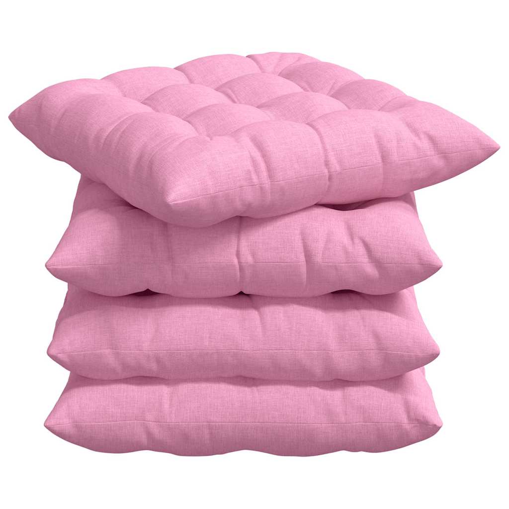 VidaXL coussins de siège 4 pcs rose 40 x 40 x 6 cm tissu