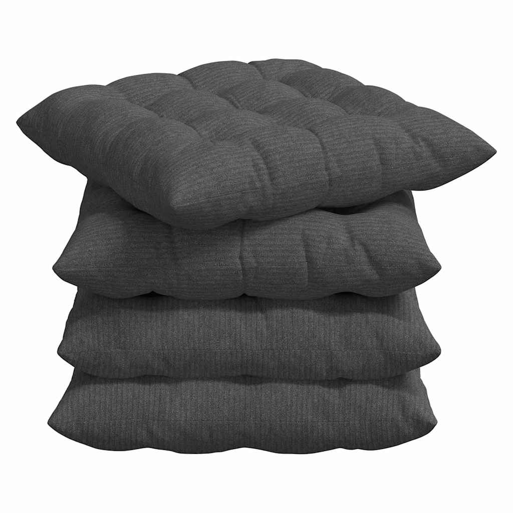 Vidaxx coussins d'assise 4 pcs gris foncé 40 x 40 x 6 cm tissu coton