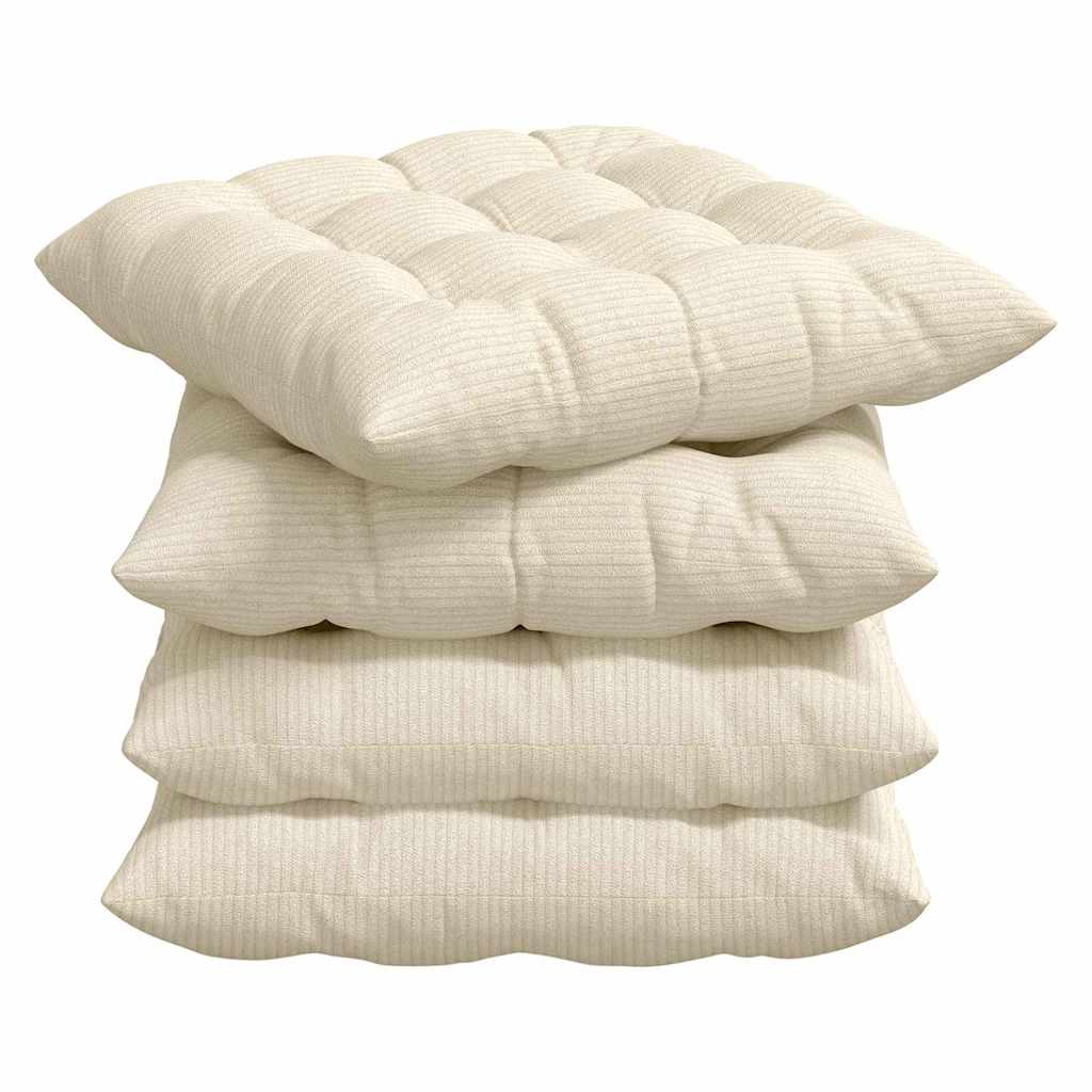 VidaXL coussins de siège 4 pcs crème 40 x 40 x 6 cm tissu en coton