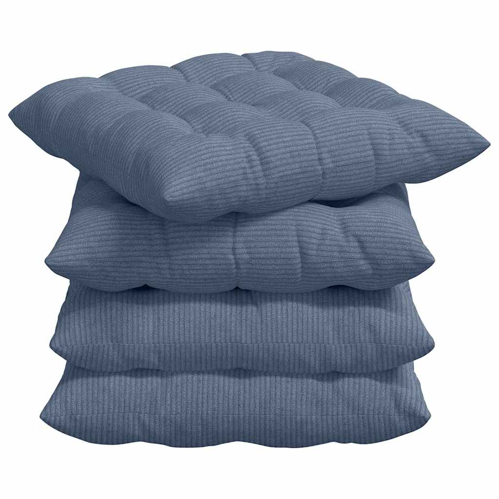 VidaXL coussins de siège 4 pcs bleu 40 x 40 x 6 cm tissu en coton