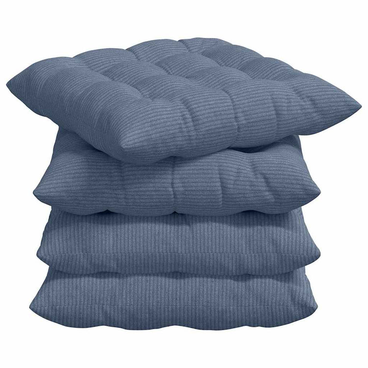 VidaXL coussins de siège 4 pcs bleu 40 x 40 x 6 cm tissu en coton
