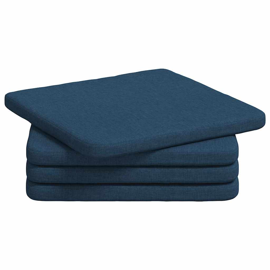 VidaXL coussins de siège 4 pcs bleu 40 x 40 x 3 cm tissu