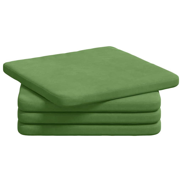 Vidaxx coussins de siège 4 pcs vert clair 40 x 40 x 3 cm velours