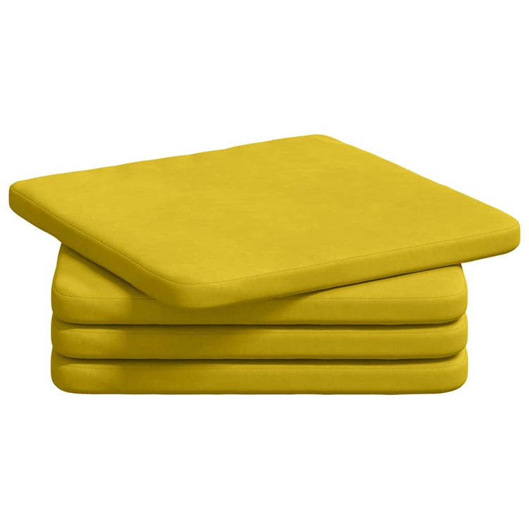 Vidaxx coussins de siège 4 pcs jaune 40 x 40 x 3 cm velours
