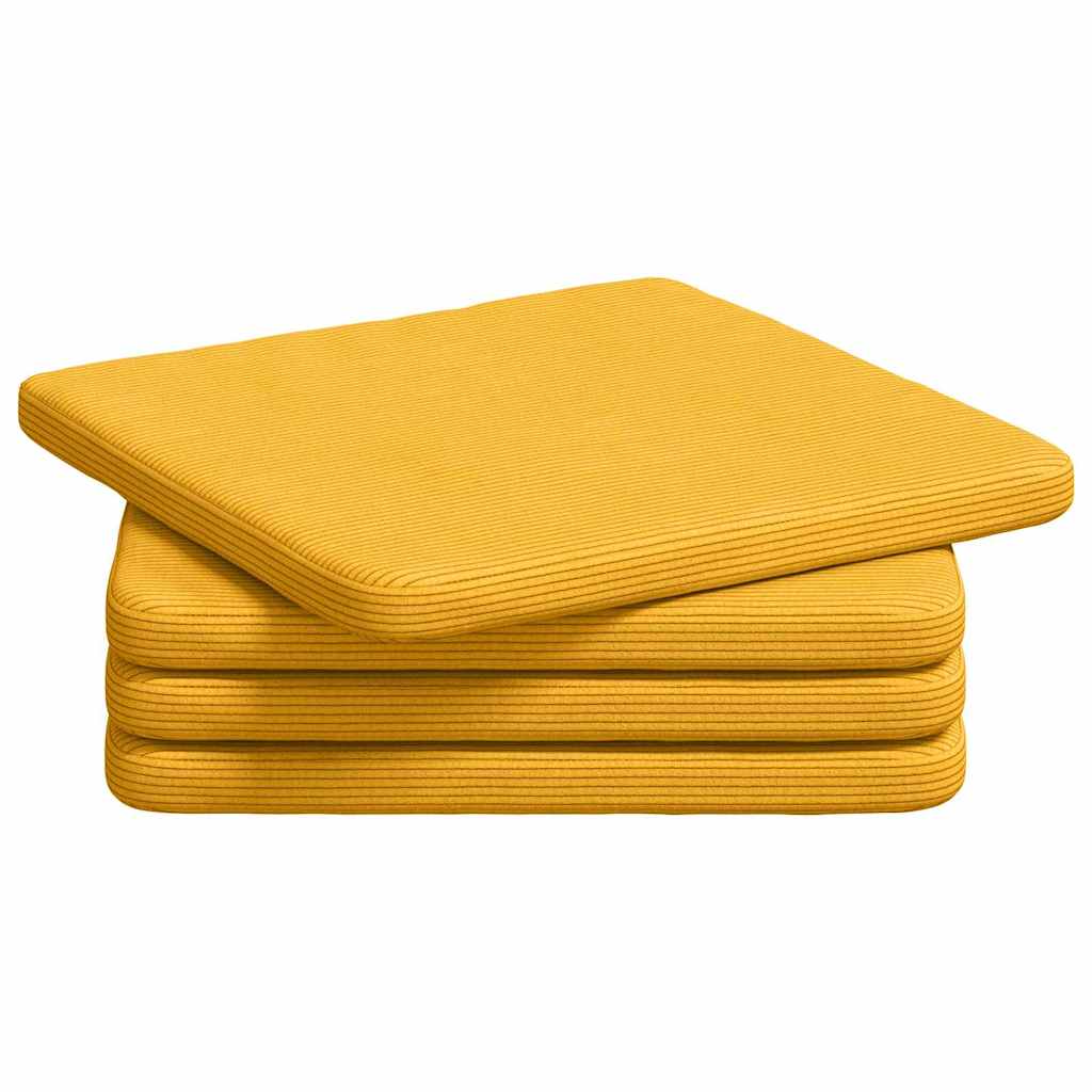 VidaXL coussins de siège 4 pcs jaune clair 40 x 40 x 3 cm tissu en coton