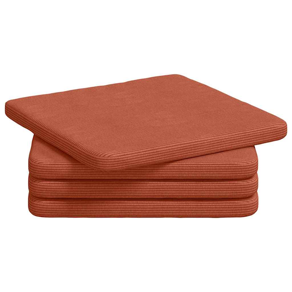 VidaXL coussins de siège 4 pcs rouge-orange 40 x 40 x 3 cm tissu en coton